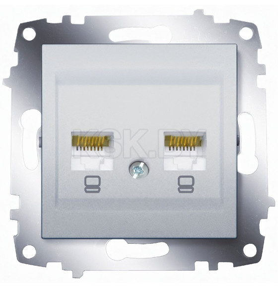 Розетка компьютерная 2-я RJ45 серебро Zena-Vega EL-BI (609-011000-248) 