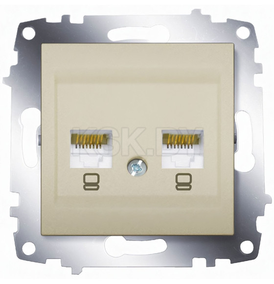 Розетка компьютерная 2-я RJ45 титан Zena-Vega EL-BI (609-011400-248) 