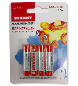 Батарейка AAA LR03 1,5 V алкалиновая (упак. 4шт) Rexant