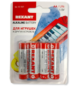 Батарейка AA LR6 1,5V (упак. 4шт) Rexant