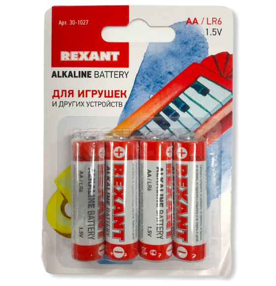 Батарейка AA LR6 1,5V (упак. 4шт) Rexant (30-1027) 