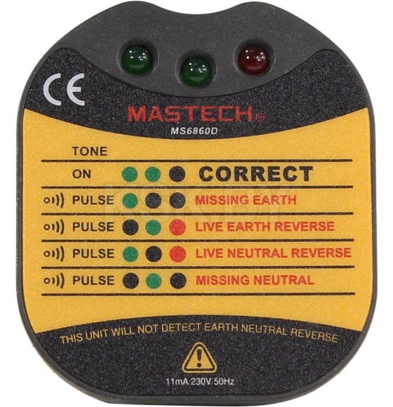 Тестер розеток MS6860D MASTECH (13-1260) 