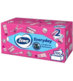 Салфетки бумажные  Zewa Everyday в коробке  2 слоя  100 штук