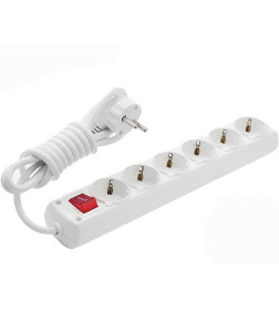 Удлинитель 6 розеток 5м c/з и выкл. белый BR-1566-515 Borsan