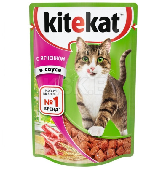 Корм влажный Kitekat для взр. кошек ягненком в соусе 85 г