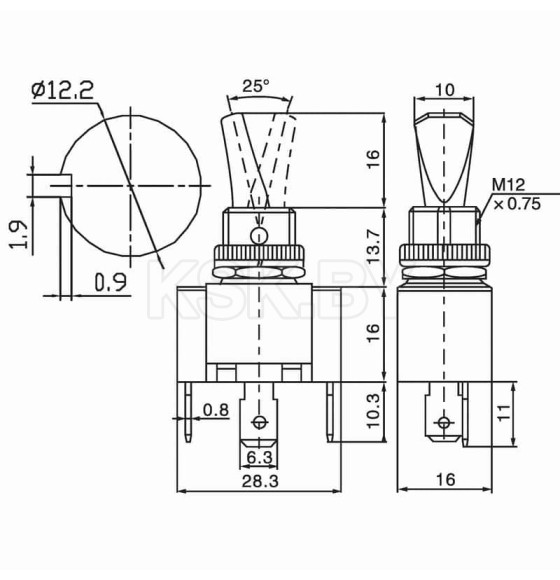 Тумблер 12V 30А (3c) ON-OFF однополюсный с зеленой LED подсветкой REXANT (36-4353) 