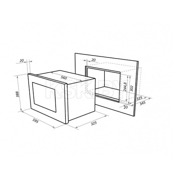 Микроволновая печь встраиваемая MAUNFELD MBMO.20.1PGB (КА-00013587) 