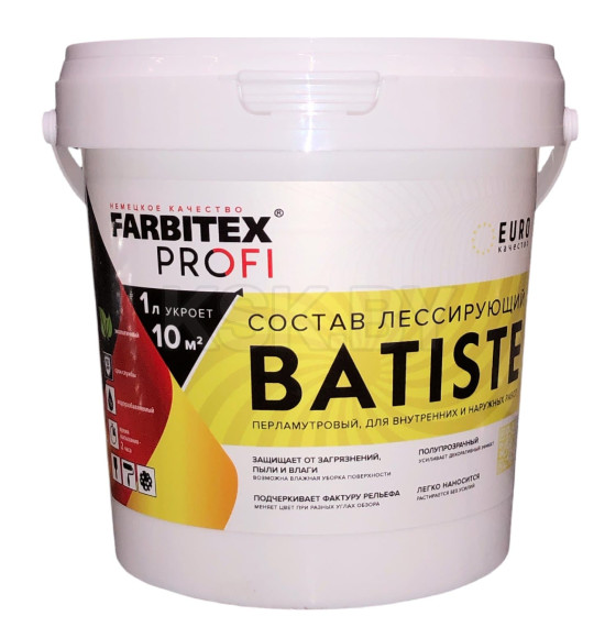 Состав лессирующий полупрозрачный BATISTE Farbitex PROFI,  0.9 л (4300009553) 