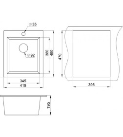 Мойка кухонная гранитная Granula 4201 базальт,  415х490 мм