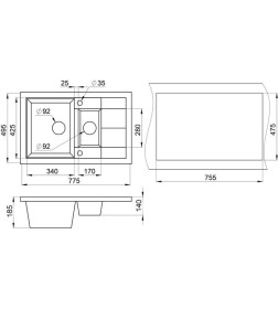 Мойка кухонная гранитная Granula 7802 эспрессо 775х495 мм