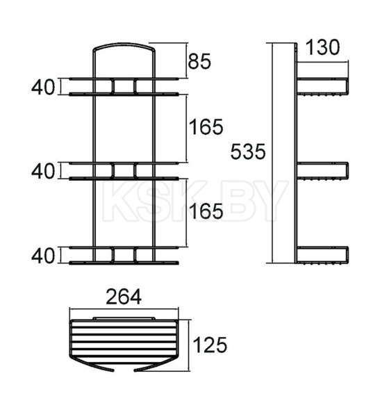 Полка трехъярусная, сталь 13 Milardo (013W030M44) 