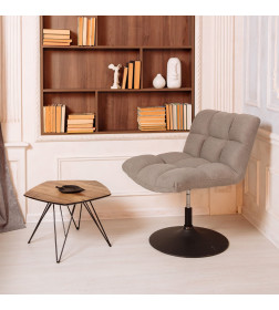 Кресло GRANDE, поворотное, серая ткань Linen Fabric-11/черный