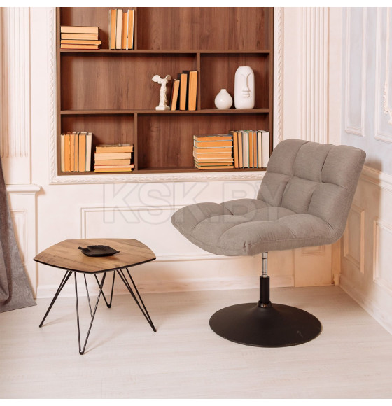 Кресло GRANDE, поворотное, серая ткань Linen Fabric-11/черный (114110) 