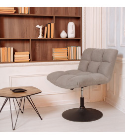 Кресло GRANDE, поворотное, серая ткань Linen Fabric-11/черный