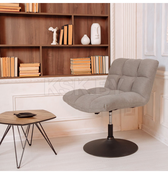Кресло GRANDE, поворотное, серая ткань Linen Fabric-11/черный (114110) 