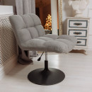 Кресло GRANDE, поворотное, серая ткань Linen Fabric-11/черный (114110) 
