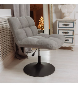 Кресло GRANDE, поворотное, серая ткань Linen Fabric-11/черный