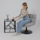 Кресло GRANDE, поворотное, серая ткань Linen Fabric-11/черный (114110) 