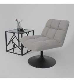 Кресло GRANDE, поворотное, серая ткань Linen Fabric-11/черный