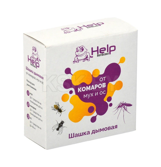 Шашка дымовая от комаров, мух и ос, инсектицидная, 50 г, HELP 80233 (80233) 