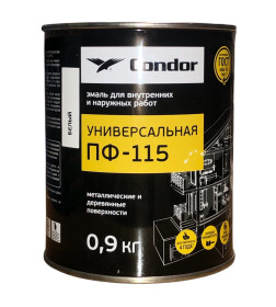 Эмаль ПФ-115 CONDOR белый ГОСТ 6465-76, банка 0,9 кг