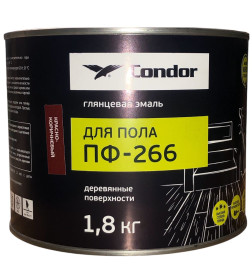 Эмаль для пола  ПФ-266 CONDOR красно-коричневый, ТУ BY 101310916.005-2008, банка 1,8 кг