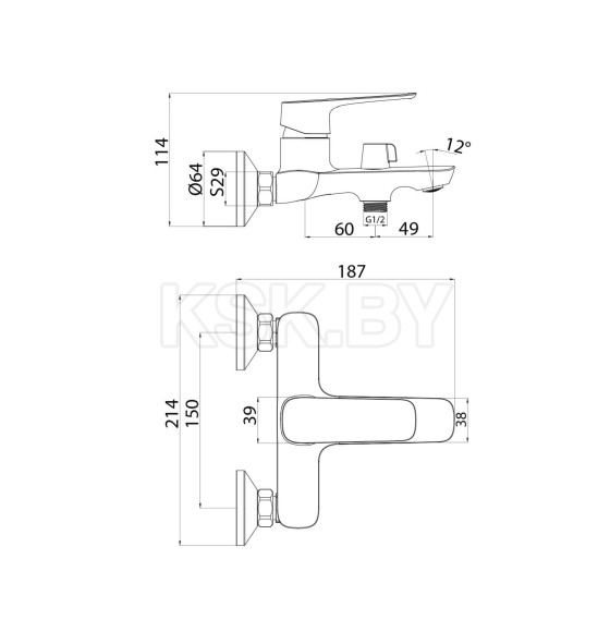 Смеситель для ванны Sign, IDDIS (SIGSB02i02WA) 