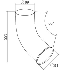 Колено трубы сливное 60° 90мм Коричневый 8017 ГрандЛайн