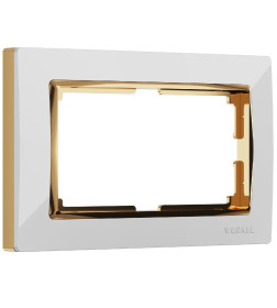 Рамка для двойной розетки (белый/золото) Werkel WL03-Frame-01-DBL-white-GD/W0081933