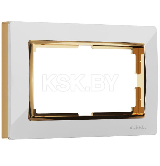 Рамка для двойной розетки (белый/золото) Werkel WL03-Frame-01-DBL-white-GD/W0081933 (WL03-Frame-01-DBL-white-GD) 