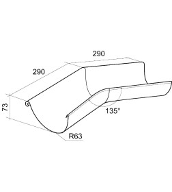 Угол желоба внешний 135° 125мм  Черный 9005 ГрандЛайн