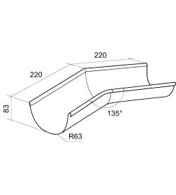 Угол желоба внутренний 135° 125мм Черный 9005 ГрандЛайн