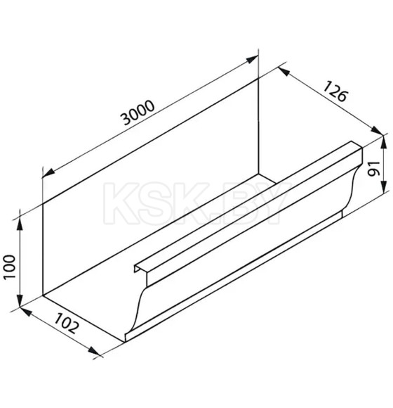 Желоб  3м 6005 GrandLine Vortex прямоугольный