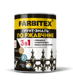 Грунт-эмаль по ржавчине 3 в 1 FARBITEX серый,  1,8 кг