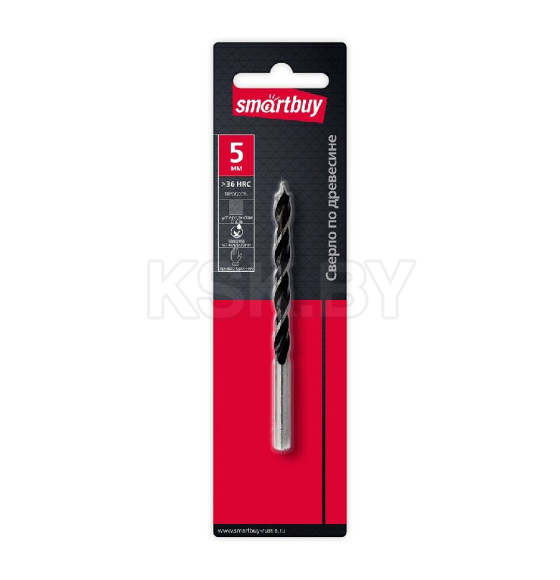 Сверло по дереву  5 мм углеродистая сталь HRC36 Smartbuy tools SBT-DW-5 (SBT-DW-5) 