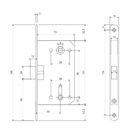 Дверная защелка Code Deco 5300-P-WC-GRF