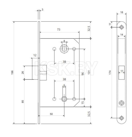 Дверная защелка Code Deco 5300-P-WC-GRF