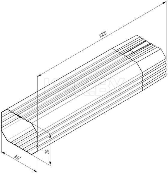 Труба 90мм прямоугольная,1м 3005 GrandLine Vortex