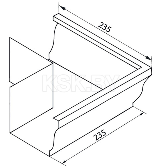Угол желоба внешний 90° 9003 GrandLine  Vortex прямоугольный