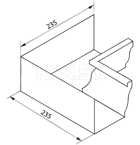 Угол желоба внутренний 90° 9003 GrandLine  Vortex прямоугольный