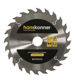 Диск пильный по дереву 210x24Tх30 мм Hanskonner H9022-210-30-24