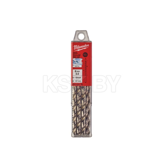 Сверло по металлу  8,0х109х165 мм HSS-G DIN340 (10 шт.) Milwaukee 4932430339 (4932430339) 