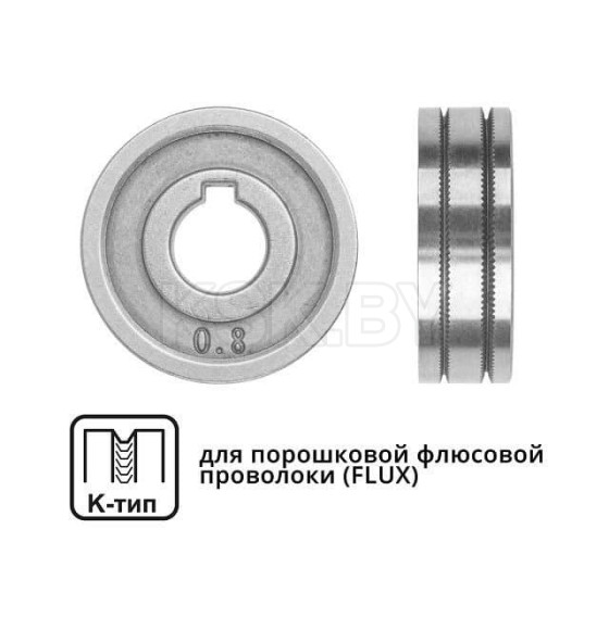 Ролик подающий ф 30/10 мм, шир. 10 мм, проволока ф 0,8-1,0 мм (K-тип) (для флюсовой (FLUX) проволоки) (SOLARIS) (WA-2438) 