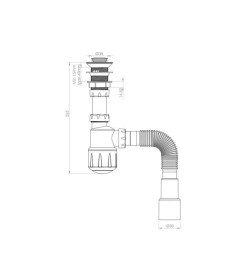 Сифон для умывальника, click-clack, гайка 32 мм, с гибк. труб. 1 1/4"- 40/50мм, AV Engineering