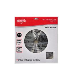 Диск пильный по дереву 300х60Tx2,8х32/30 мм ELITECH 1820.057200