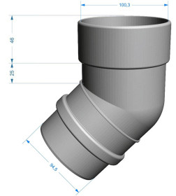 Колено трубы 45° Docke Lux Графит ПВХ