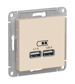 Розетка USB 5В 1 порт*2,1А 2*1,05А бежевый Schneider Electric Atlasdesign