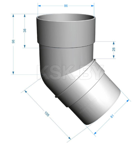 Колено трубы 45° Docke PREMIUM Графит ПВХ (PVSA-1086) 