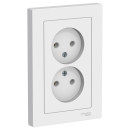 Розетка двойная без з/к белый Schneider Electric Atlasdesign (ATN000120) 