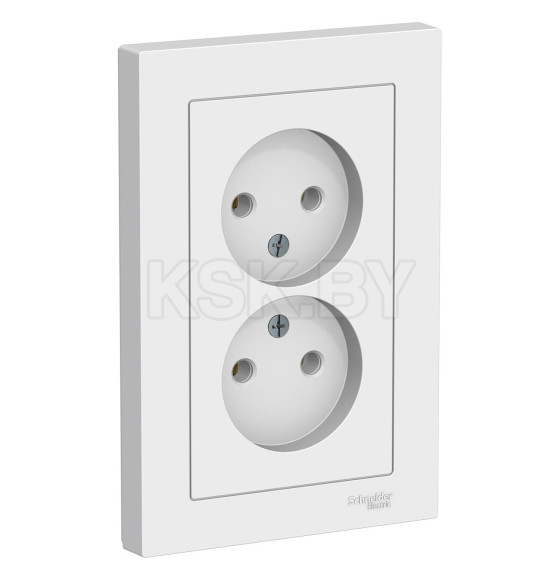 Розетка двойная без з/к белый Schneider Electric Atlasdesign (ATN000120) 